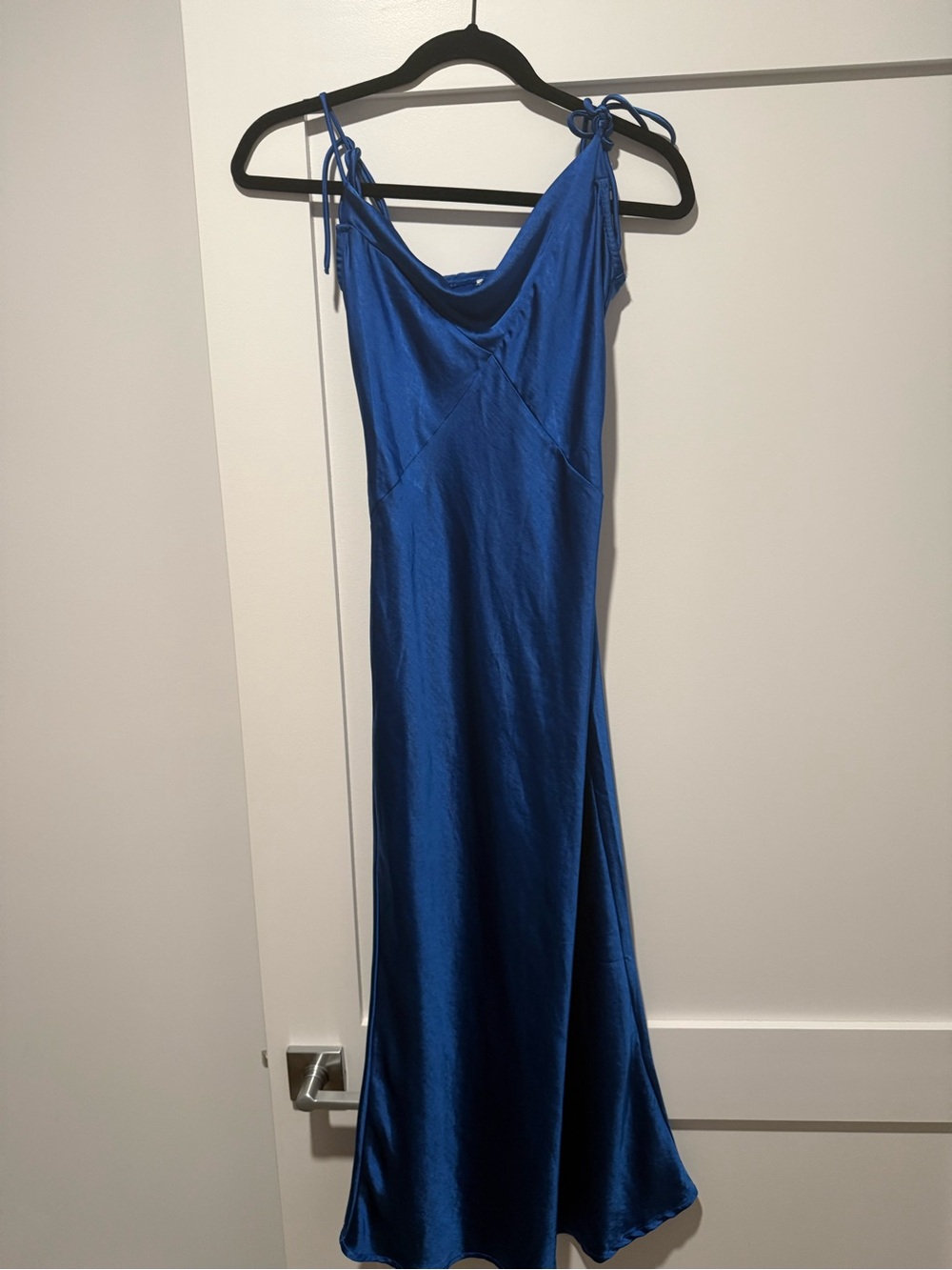 Zara Cowl Neck Midi Slip Dress in Vibrant Blue